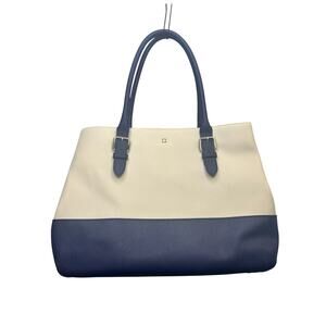 Kate Spade Colorblock Saffiano Tote Navy Cream Office Carryall